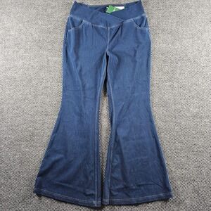 NEW Halara Flex Crossover Waist Flare Jeans XL Blue Stretch Denim Pull On